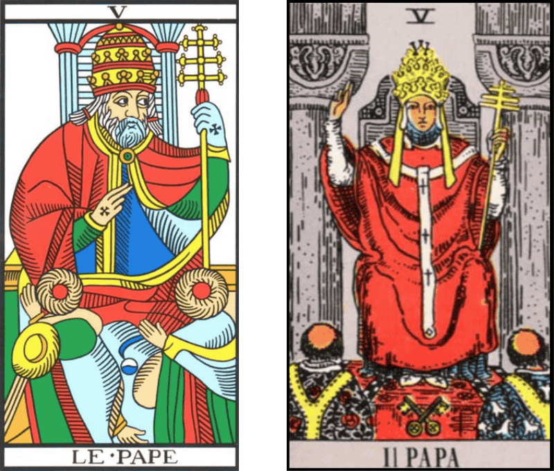 Il Papa significato tarocchi di Marsiglia e tarocchi Rider Waite